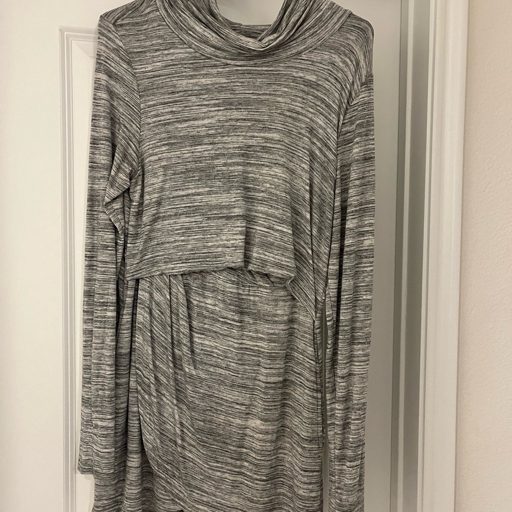 Latched Mama Light Gray Cowl Neck Top